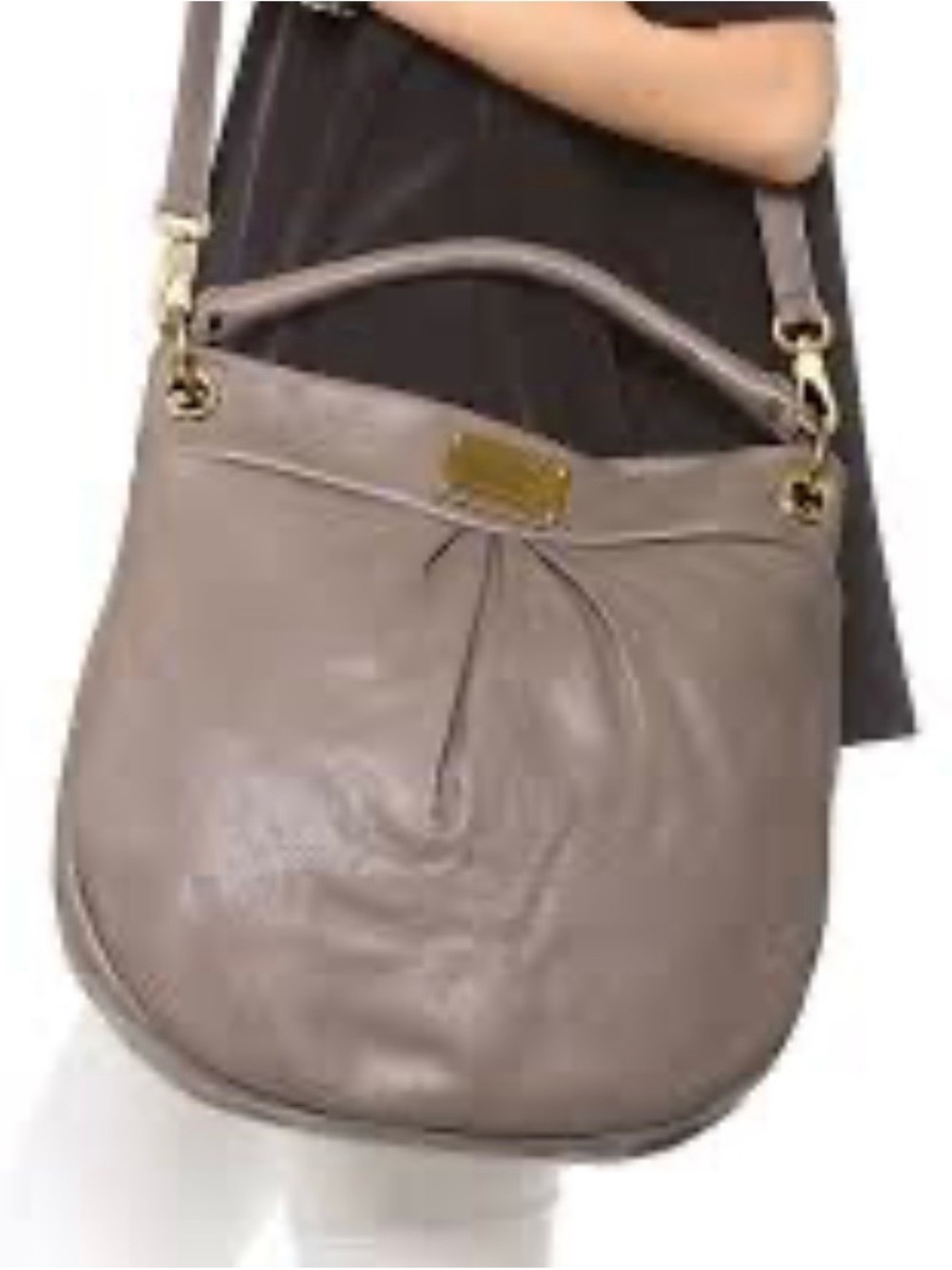 Marc by Marc Jacobs Taupe Leather Shoulder Hobo with Gold Hardware